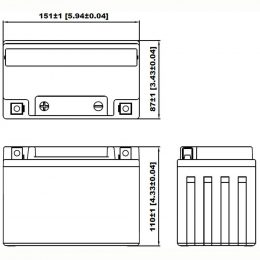 12V 11Ah YTZ12S dimensions