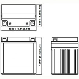 12V 12Ah YS12-14L-A2 dimensions