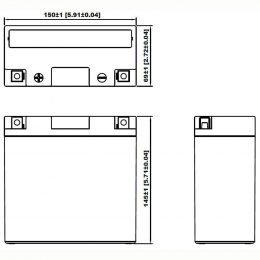 12V 12Ah YT14B-4 dimensions