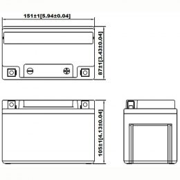 12V 9Ah YG9L_BS dimensions