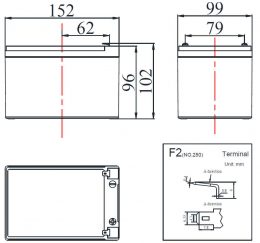 FC 12V 12Ah terminals