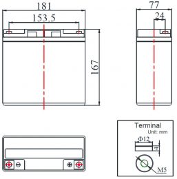 FC 12V 20Ah terminals