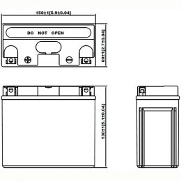 12V 10Ah YT12B_BS dimensions