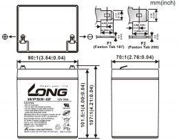 12V 5Ah WPS5-12 Dimensions