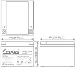 Acumulator 12V 26Ah dimensions