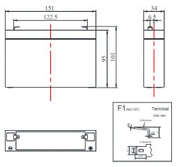 FC 6V 7Ah terminals