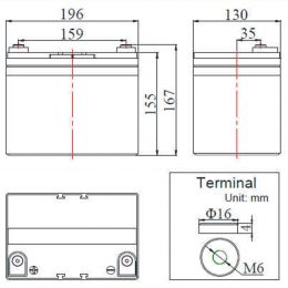 FCD 12V 35Ah acumulator Deep Cycle terminals