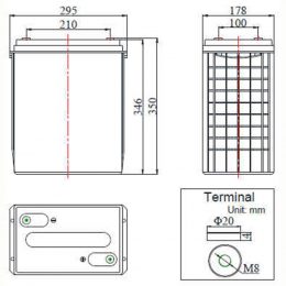 FCD 6V 330Ah AT terminals