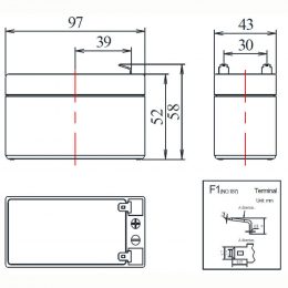 FC 12V 1.3Ah terminals