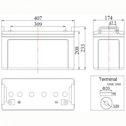 FC 12V 120Ah BT terminals