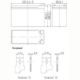 12V 7Ah FP1270 Terminals