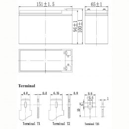 12V 9Ah FP1290 Terminals