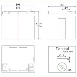 12V 50Ah FCDG12-50 terminals