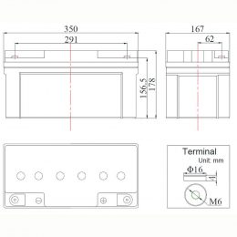 12V 70Ah FC12-70AT terminals