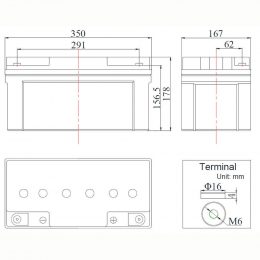 12V 70Ah FCG12-70AT terminals