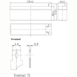 12V 2.6Ah FP1226 Terminals