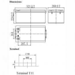 12V 250Ah LFPG12250 Dimensions