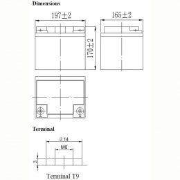 12V 40Ah LFPG1240 Dimensions