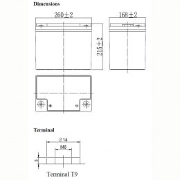 12V 70Ah LFPG1270 Dimensions