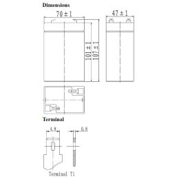 Acumulator 6V 6Ah FP660 dimensions